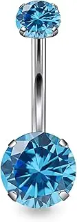 [Goerhsjie] F136 Titanium Hypoallergenic Multicolor Round CZ Belly Button Ring Vch Piercing Jewelry for Women 14g 10mm Navel aretes para el ombligo Non Tarnish