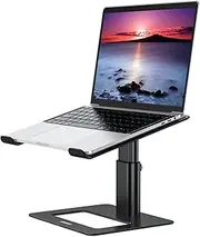 BESIGN Aluminum Laptop Stand, Ergonomic Adjustable Notebook Stand, Riser Holder Computer Stand Compatible with Air, Pro, Dell, HP, Lenovo More 10-15.6" Laptops (Black)