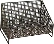 Generic Records Display Stand Desktop Organizer, Metal Display Holder 3 Compartment Storage Rack, Black, 36cmx22cmx24cm