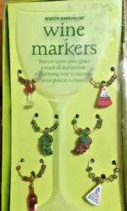 Wine Glass Acrylic Markers Boston Warehouse Beaded Set/6