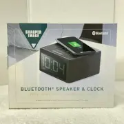 Sharper Image Digital Alarm Clock With Bluetooth & Wireless Charging Dock Black