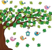 58 Pcs Classroom Tree Bulletin Board Set Trees Cutouts Border Set with Leaves, Bird and Bird House Tree Bulletin Board Cutouts Classroom Decorations for Boards, Chalkboards, Wall