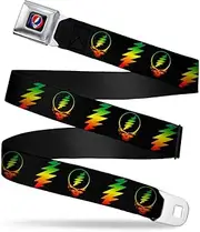 [Buckle-Down] Seatbelt Belt - Steal Your Face w/Lightning Bolt Repeat Black/Rasta