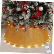 17 Light Modes Christmas Tree Collar, 30 Inch Christmas Tree Ring, Gold Silk