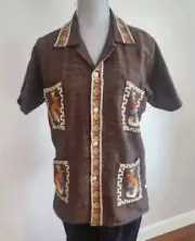 NEW Guatemalan Handwoven Shirt Embroidered Aztec Quetzal Bird Vintage Folk Art