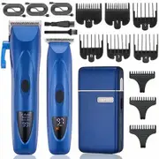 Hair Clippers for Men Professional Hair Trimmer Cordless Foil Shavers for Men Set,Rechargeable Barber Clippers Cutting Kit Beard Shaver(Blue)