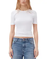 Ganni Soft Ribbed Short Sleeve Tee