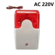 Mini Red Strobe Siren Wired Alarm Flash Light AC 220V with Sound