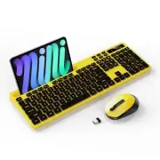 Wireless Keyboard and Mouse Combo, 2.4G Full-Sized Computer Keyboard with Pho...