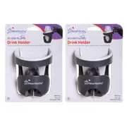 2x Dreambaby Drink/Bottle/Sippy Cup Holder w/ Clamp For Stroller/Pram Grey/White