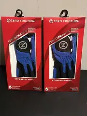 2 - ZERO FRICTION Junior Compression Golf Glove Left Hand - BLUE - One Size