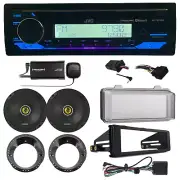 JVC CD Stereo Receiver, 2x 6.5" 300W Speakers, Handlebar Controls, Accessories