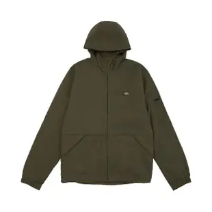 【Dickies】男款軍綠色府綢多口袋防風連帽休閒外套｜DK012456MGR