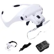 Magnifying Glass with LED Light Head Mount Magnifier Bracket and Headband Rea...
