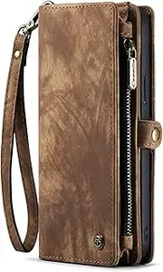 Leather Phone Case for iPhone 13 Mini Shockproof Leather Wallet Case Cover (C008) (Brown)