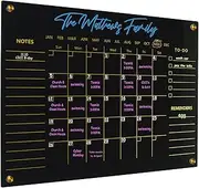 Black Acrylic Calendar Dry Erase for Wall, Family Planner, Monthly Calendar Dry Erase Whiteboard for Home, Office, Small Size 33cm*43cm or 17" x 13", Reusable White Board(Acrylic-BK-3343)