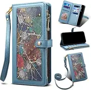 [Czhwsm] Compatible for Case Google Pixel 7A Flip Wallet Cover PU Leather with Kickstand Card Holder Magnetic Closure+2X Temper Glass Screen Protector- Blue