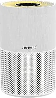 AROVEC Air Purifier rue HEPA & Active Carbon Filter, 53m2, Air Cleaner, for Home, Bedroom, Removes 99.97% Airborne Contaminants, Germs, Smoke, Dust, Pollen, Odours, Quiet Sleep Mode, White
