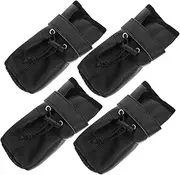 JOINPAYA 4pcs Leather Dog Boots Non Slip Paw Protectors Black with Random Lining Pattern Durable and Comfortable Footwear for Outdoor Activities
