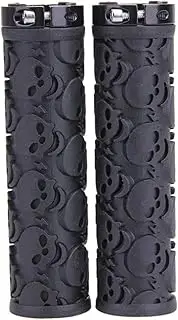 2 Pcs Bike Handlebar Grips Skull Style Bicycle Grips Soft Rubber Lock-on Handle Grips for Bicycle Mountain BMX