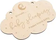 GOOHOCHY Sleeping Sign Plaque Cute Wooden Nursery Decor for Front Door Reminder for Guests to Keep Quiet for Parents Diameter Material
