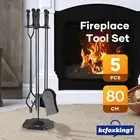 Fireplace Tool Set 5PCS Fire Place with Stand Poker Brush Shovel Cast Iron 80CM