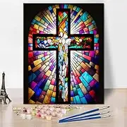 TUMOVO DIY Paint by Numbers for Adults Beginner Jesus Cross Paint by Number Kits on Canvas Christian Acrylic Oil Hand Painting with Brushes Art Crafts for Home 16"x20"(Frameless)