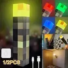 Minecraft Torch Lamp Rechargeable LED Night Light Lighting Gaming Room Decor