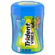 Trident Vibes SOUR PATCH KIDS Blue Raspberry Sugar Free Gum 40 Piece Bottle