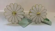 Set of 2 Enamel Daisy Flower Napkin Rings Holders spring table decor shower