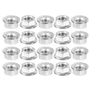 M8x1.25mm Serrated Flange Hex Lock Nuts, 20Pcs Hexagon Flange Nut, Silver
