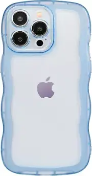 Phone Case for Case,Simple Wave Design Wavy Frame Soft iPhone 14 Pro Soft Blue