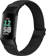 Elastic Nylon Strap Compatible with Fitbit Charge 6 Straps/Fitbit Charge 5 Straps for Women Men, Adjustable Stretchy Band Fabric Wristband Replacement Straps for Fitbit Charge 6/Fitbit Charge 5