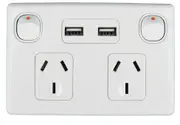 Double Powerpoint with Twin 5V 2.1A USB Charger