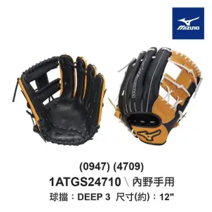 【MIZUNO 美津濃】壘球手套MVP 內野手右投用 1ATGS24710 一入(壘球手套)