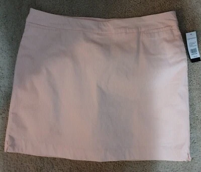 NWT Women Kim Rogers Peach White Stripe Skort Comfort Waist-Pockets 20W Avg