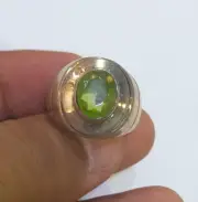Natural Peridot, Real Green Peridot Ring For Men, Gift Ring, Silver Made