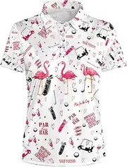 [HUURAY] Women's Golf Shirt Moisture Wicking Quick Dry Polo Shirts Golf Outfits Golfer Gifts Ladies Polo Shirts