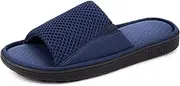 [LongBay] Men's Comfy Memory Foam Slide Slippers Breathable Mesh Cloth House Shoes