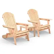Garden 3 Piece Wooden Outdoor Beach Chair and Table Set
