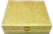 Luxuria Decor Chocolate/Dryfruit Empty Box (Pack of 2) | Golden Flashy Premium | Easy to Lock | Ideal for Cookies, Chocolates, Dry Fruits, Candies Gifting Box