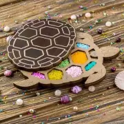 Wood bead organizer tray with wooden lid "Turtle"