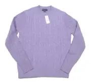 Brooks Brothers Men's Purple Cable Knit Wool Crew-Neck Pullover Sweater