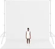 LimoStudio 10' x 20' (W x H) Pure White Backdrop Background Screen, Higher Density A+ Premium Grade 200 GSM Synthetic Material Fabric, Solid Seamless Muslin for Professional Photo Studio, AGG3251