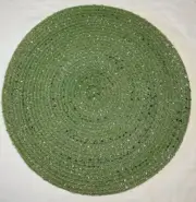 BENSON MILLS BOUCLE PLACEMATS GREEN TAN (6) 15 inch Round NWT
