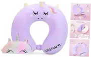 Kids Neck Pillow for Traveling, Unicorn Kids Travel Pillow with Eye Mask,
