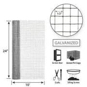 Garden Craft 112410 1/2 in. Mesh 19 ga. Steel Hardware Cloth 24 W in. x 10 L ft.