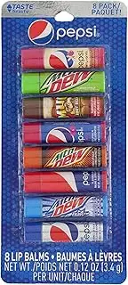 Taste Beauty Pepsi 8 Pack Lip Balm (Cherry Vanilla, Mountain Dew, Mug, Wild Cherry, Classic, Mountain Dew White and Live Wire, Diet)