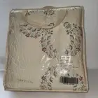 QVC 2002 All Cotton Embroidered Quilt -Florette-Cream with Burgandy Trim New