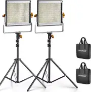 Neewer 2 Packs Dimmable Bi-Color 480 LED Video Light and Stand Lighting Kit Incl